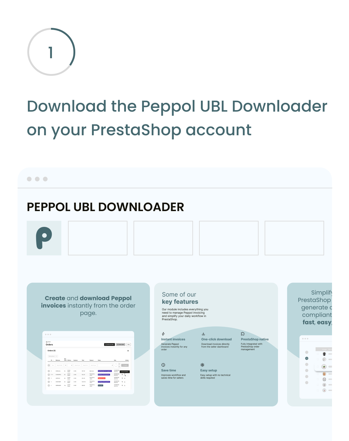 Download the Peppol UBL Downloader on your PrestaShop account.